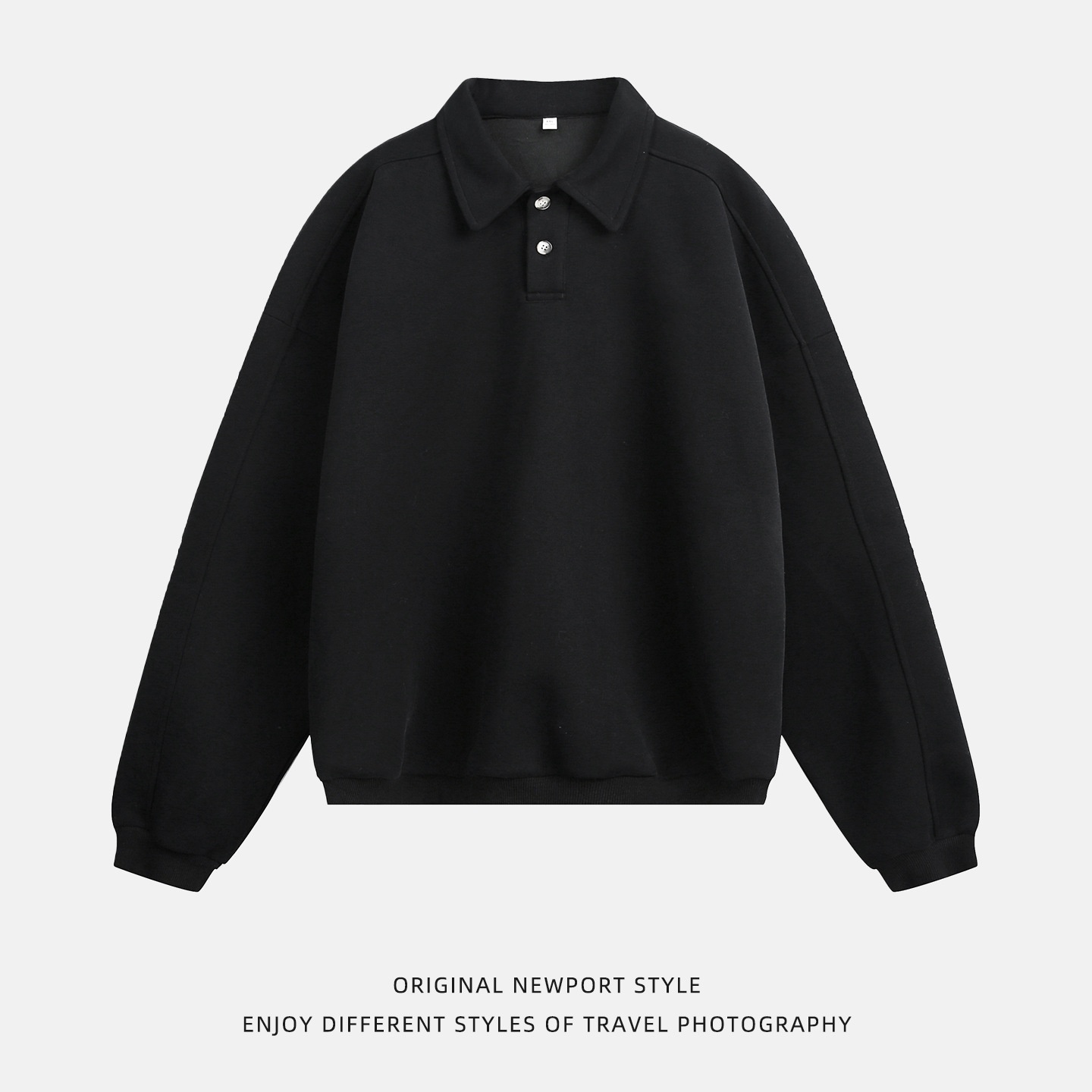 Sweat-shirt Boy Boy 380g épais à col rabattu pour homme, style automne, coupe ample, léger, style vintage Old Money_voghion.com