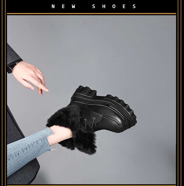 Botas de neve Zees de cano curto com cadarço, solado grosso e aumento de altura de 10 cm, para mulheres, ideais para esqui de inverno ao ar livre, em algodão quente._voghion.com