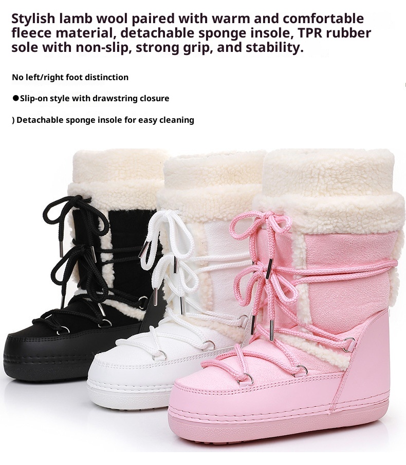 Zees Y035 Export European Lamb Wool High Tube Suede Space Women's Ski Northeast Snow Country Moon Boots Warm_voghion.com