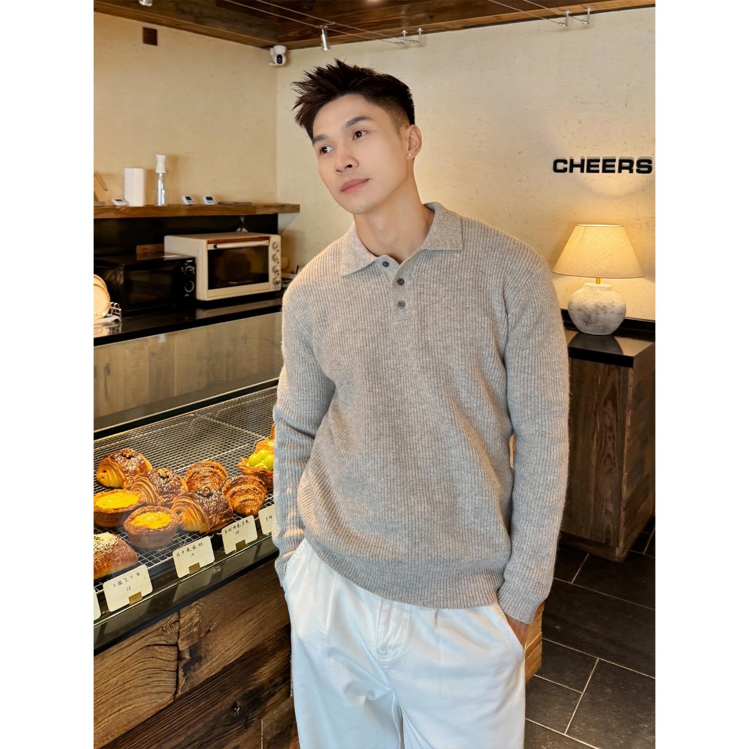 boy Boy Boy Boy Japanese Style Casual Light Lapel Sweater For Men, Autumn Lazy Polo Knitwear, Simple Versatile Loose Top_voghion.com