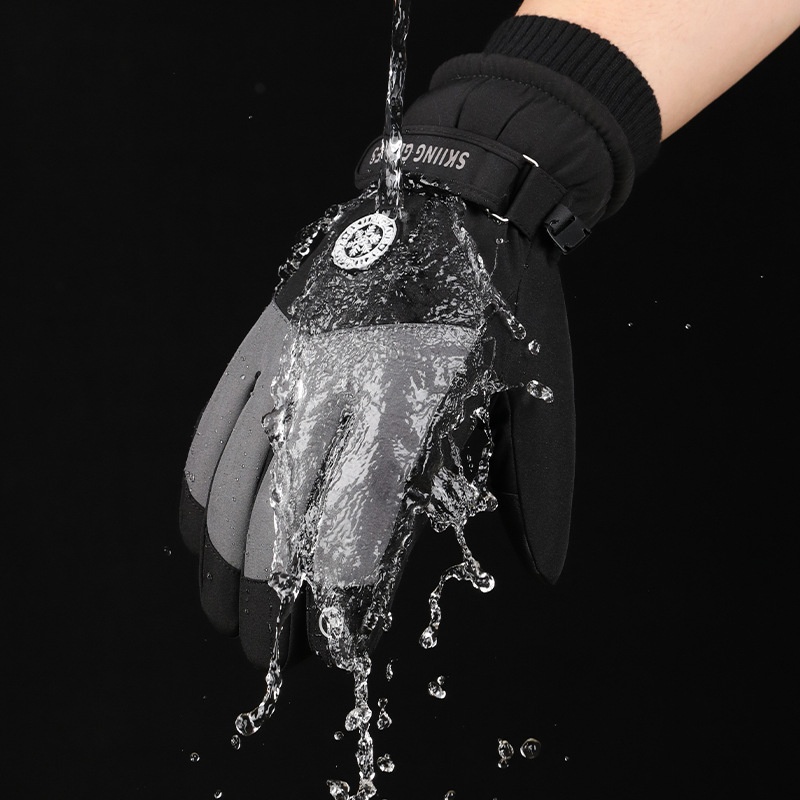 Guanti da sci caldi per uomo e donna, stile identico per coppie, resistenti all'acqua, foderati in pile, spessi, touchscreen_voghion.com