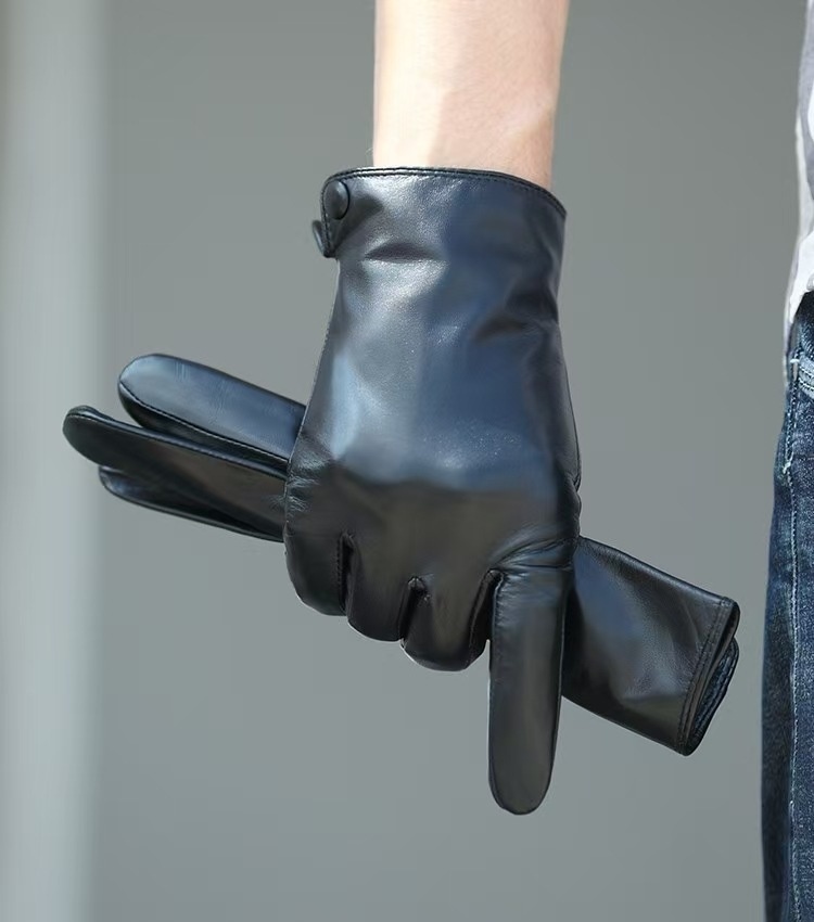 ragazzo Ragazzo Uomo Strato superiore in pelle di pecora Touchscreen Sottile foderato in pile Anti-freddo Caldo Autunno Inverno Guida Equitazione Vera pelle_voghion.com