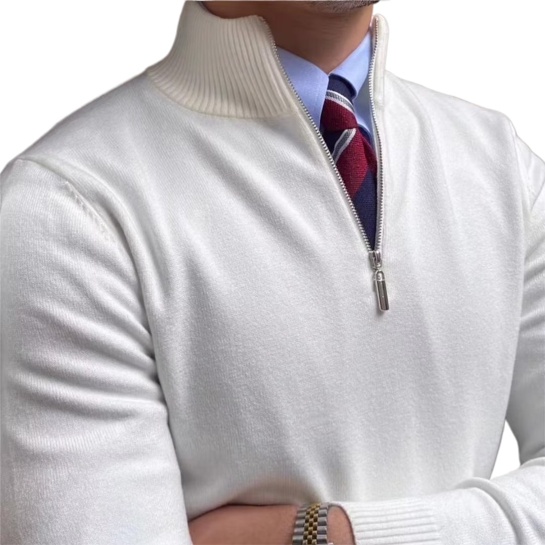 Erkek Çocuk Erkek Çocuk Sonbahar Kış Yeni Erkek Kazak Uzun Kollu Rahat Dik Yaka Yarım Fermuarlı Slim Fit Kazak Örgü Moda Zayıflama_voghion.com