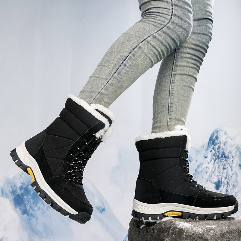 Zees Zees Women's Snow Winter Fleece Lined Thickened New Style Northeast Cotton Shoes Waterproof Non-Slip Outdoor Skiing Mid-Calf_voghion.com
