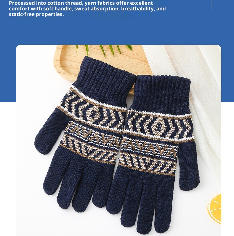 Gants chauds d'hiver pour hommes et femmes, imperméables au froid, en laine et velours tricotées, jacquard, pour la vente ambulante._voghion.com