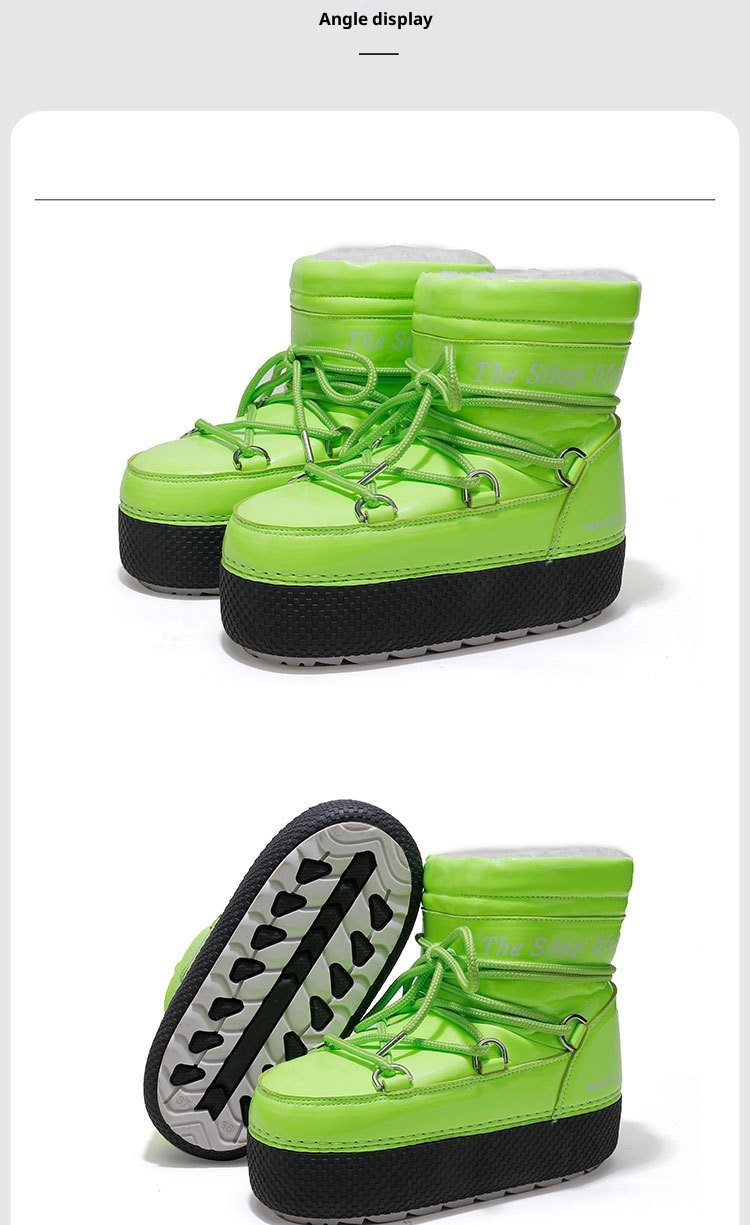 Zees Nine Colors Snowflake Custom Parent-Child Space Travel Ski Moon Mid-Calf Waterproof Warm Cold-Resistant Snow Boots_voghion.com