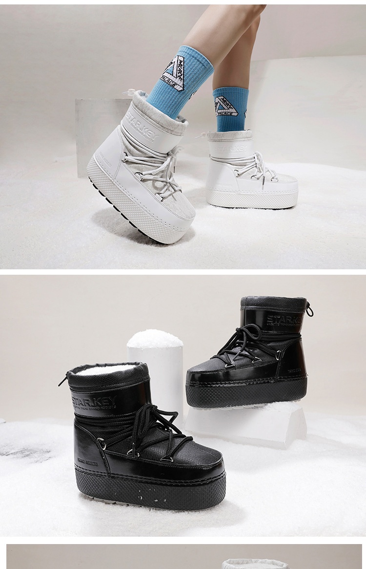 Zees Cross-Border Same Style Children's Parent-Child Snow Bright Color Ski Thick-Soled Women's Moon Thickened Waterproof_voghion.com