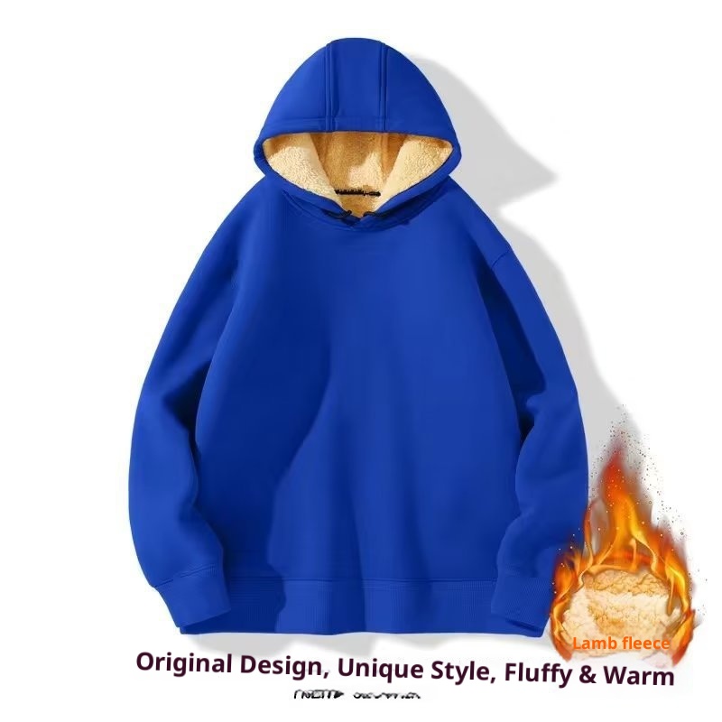 Herren-Sweatshirt/Cardigan aus Lammwolle für Herbst/Winter – warm, mit Kapuze und Reißverschluss, vielseitig, lässig, fleecegefüttert und dick gefüttert._voghion.com