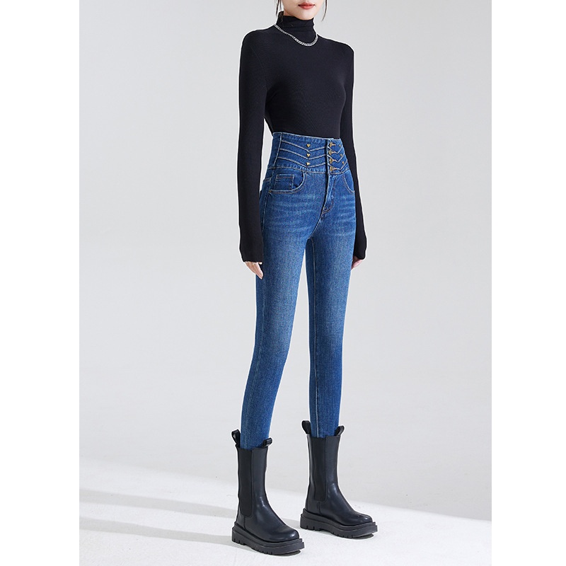 ChicShe High Waist Jeans Women 2025 New Slim Fit Slimming Versatile Haze Blue Hip Lift Four-Way Stretch Skinny Pants_voghion.com