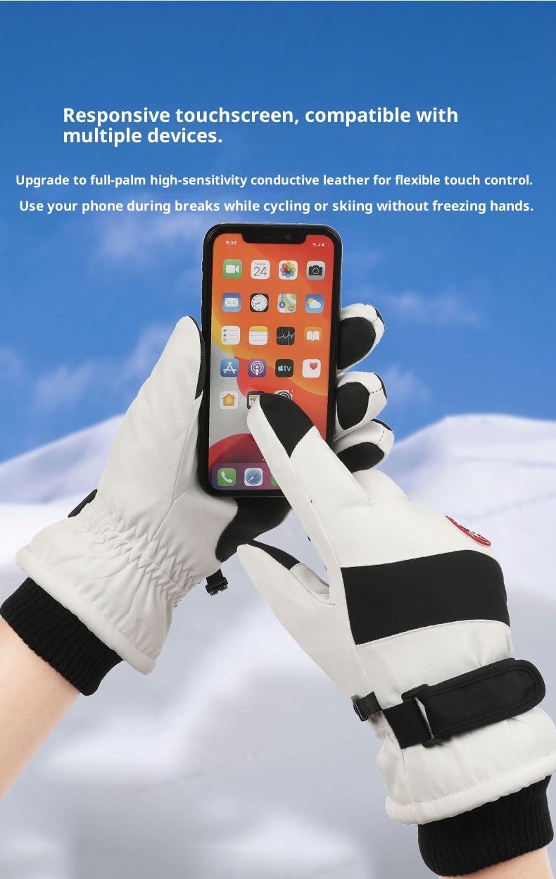 Boy Ski X6 Heren en Dames Winddicht Waterdicht Buiten Fietsen Motorfiets Winter Fleece Gevoerd Verdikt Warm Vingergescheiden_voghion.com