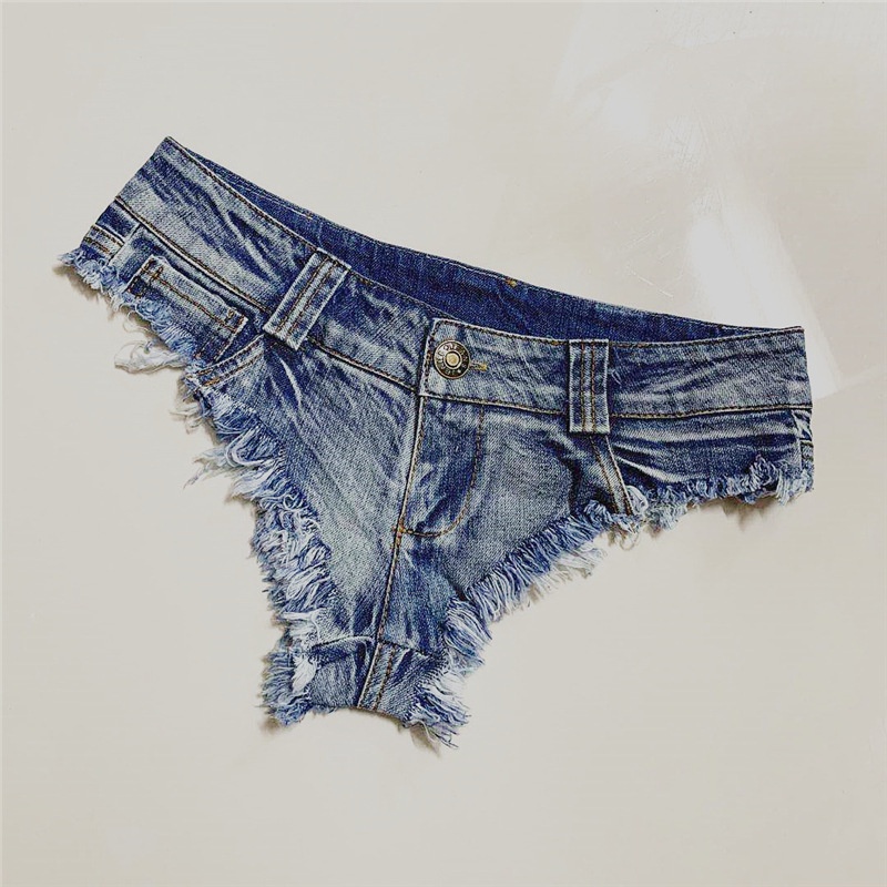 ChicShe Denim Frayed Edge Slim Fit Dames Nachtclub Pole Dance Lage Taille Ultra Korte Europese En Amerikaanse Sexy Hotpants_voghion.com