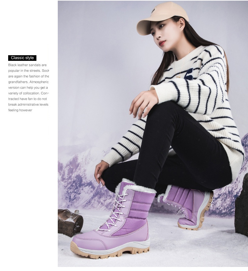 Zees hoge fleece sneeuwlaarzen voor dames, halfhoog, warm, waterdicht, antislip, Northeast Outdoor Ski-katoen_voghion.com