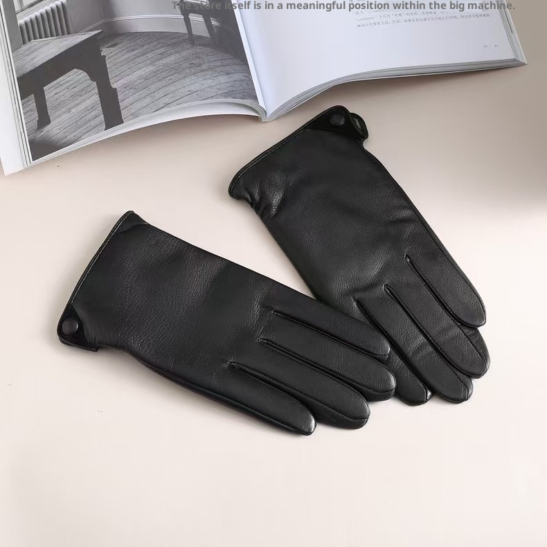 ragazzo Ragazzo Uomo Strato superiore in pelle di pecora Touchscreen Sottile foderato in pile Anti-freddo Caldo Autunno Inverno Guida Equitazione Vera pelle_voghion.com