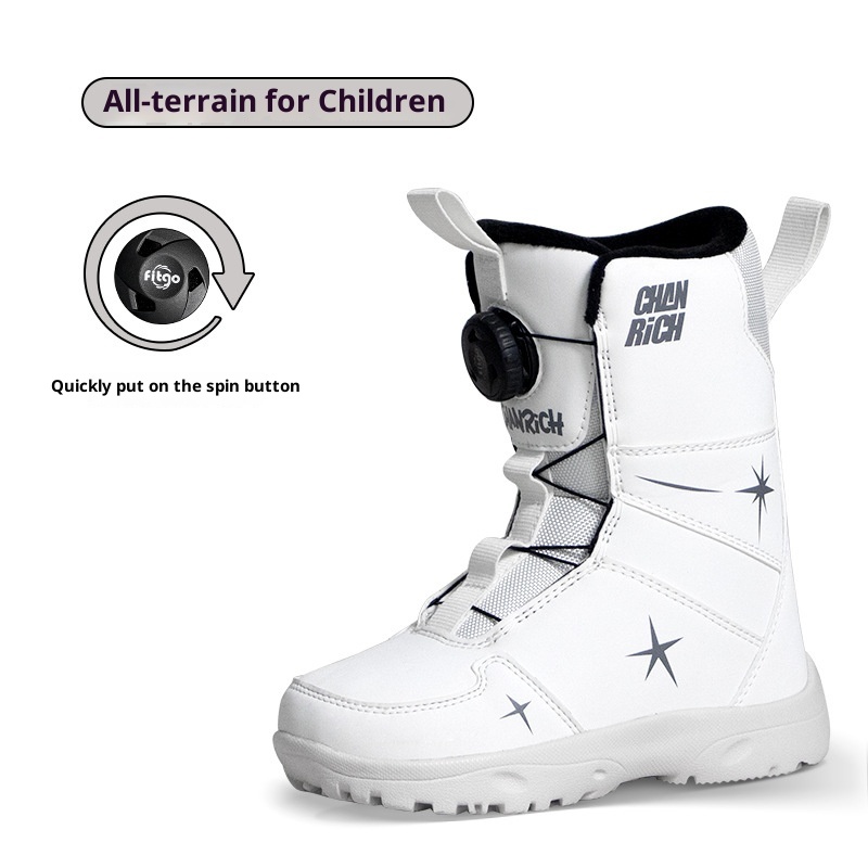 Zees CHANRICH Snowboard Boots For Kids Beginners Quick-Wear Knob Buckle Waterproof Warm Professional All-Region Ski Shoes_voghion.com