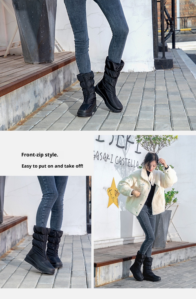 Zees Foreign Trade Cross-Border Winter Women's Snow Non-Slip Snowproof Fleece-Lined Warm Ski Resort Travel Slimming High Tube_voghion.com