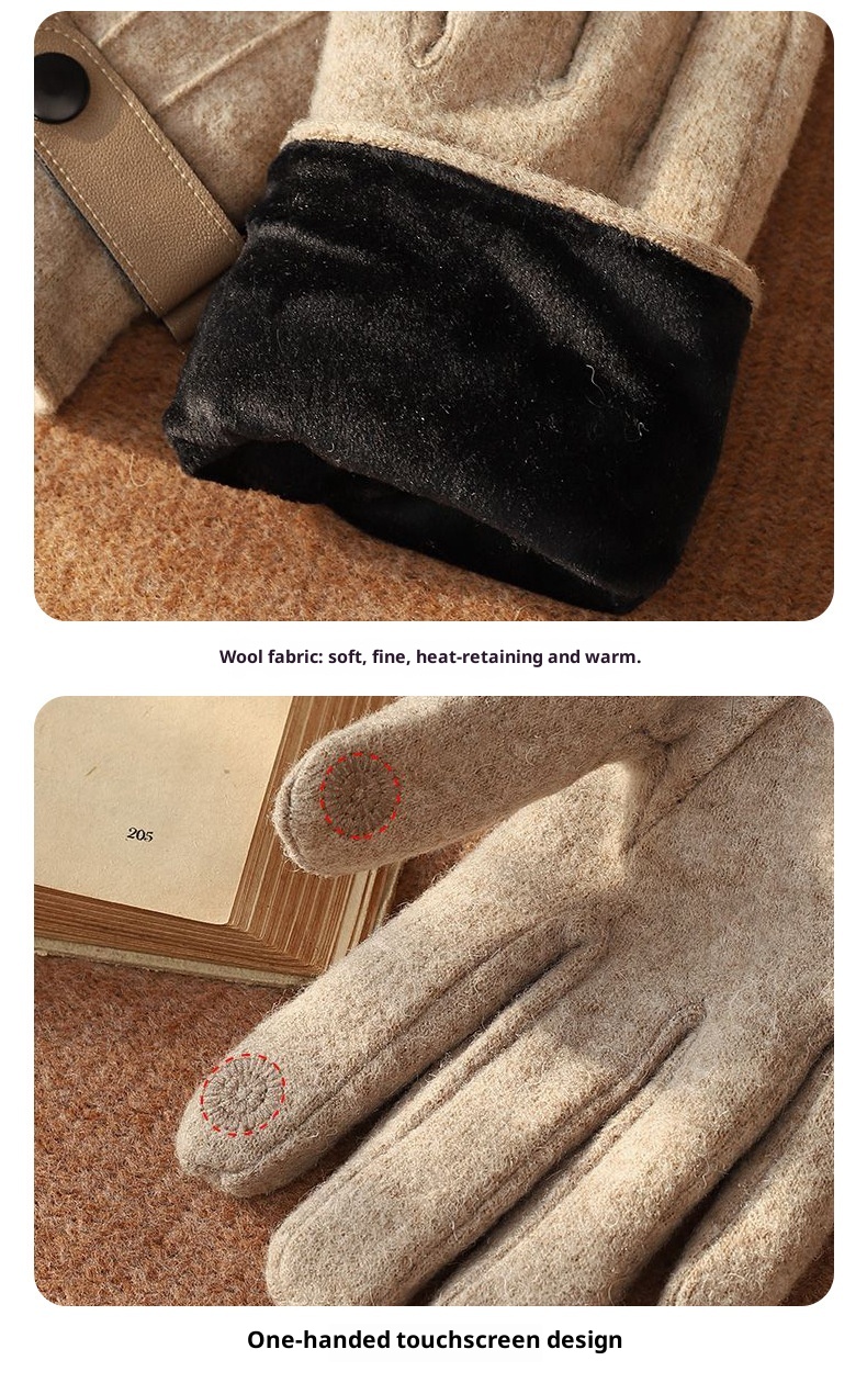 boy Boy 2025 New Men's Winter Wool Warm Full Finger Fashion Outdoor Touchscreen Fleece Cycling Gloves_voghion.com