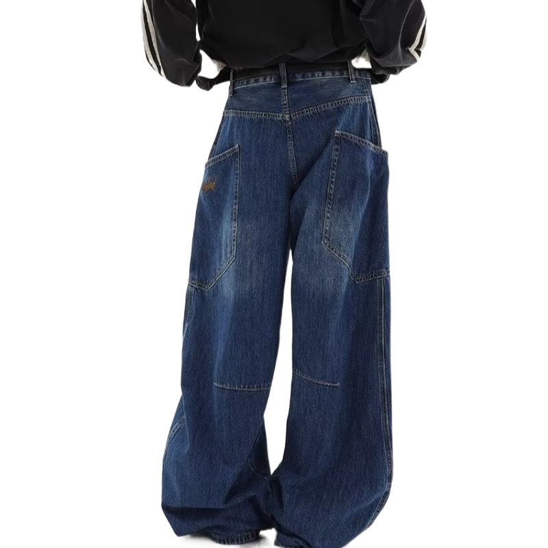 Jeans ChicShe American Retro Large Pocket Scimitar da donna, stile primaverile e autunnale, design High Street, gamba larga e ampia_voghion.com