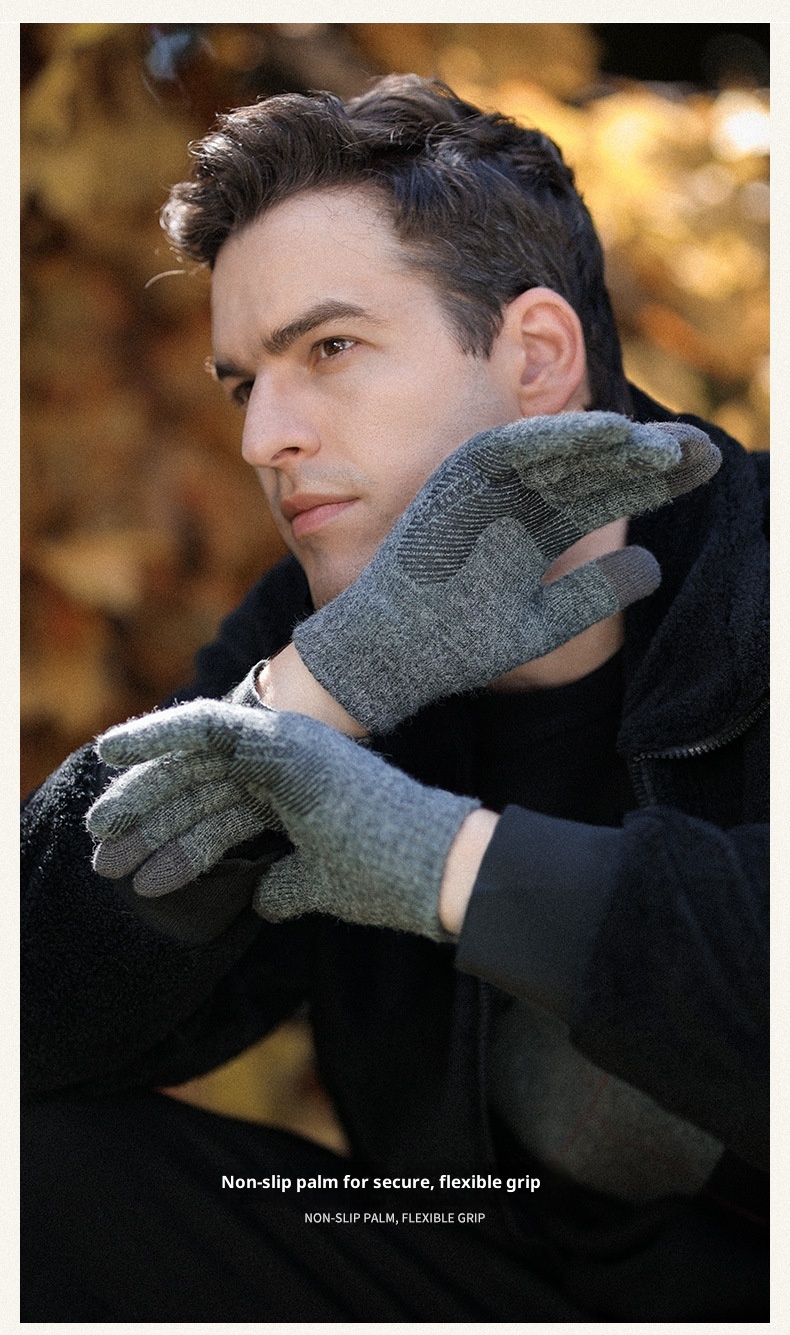 boy Boy Winter New Arctic Velvet Knitted Gloves For Men, Thickened And Warm, Non-Slip Woolen Gloves, Anti-Pilling DZ118_voghion.com
