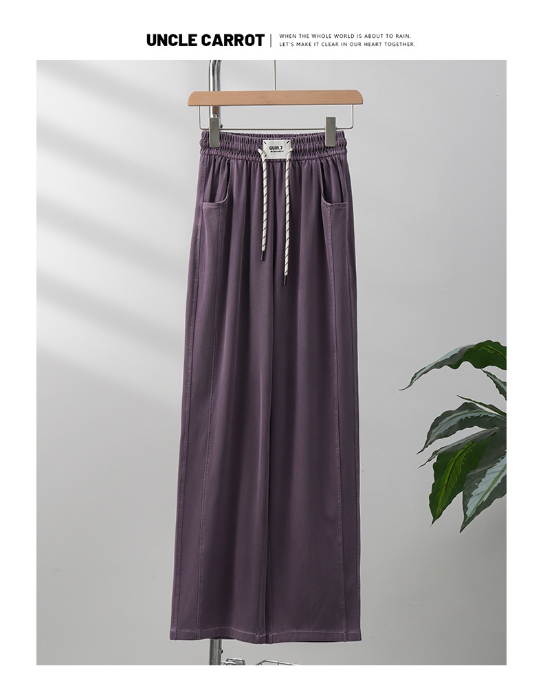 Jean ChicShe Tencel pour femme, été 2025, coupe fine, taille S, drapé, taille élastique, jambes larges, effet soie glacée._voghion.com