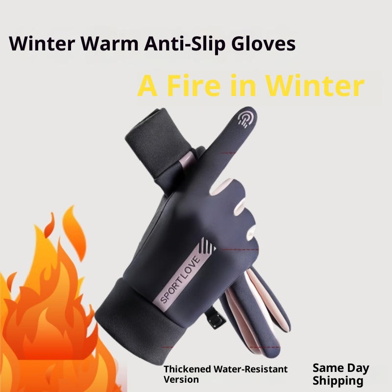 boy Boy Gloves Windproof Waterproof Touchscreen Couple Men Women Winter Cycling Skiing Sports Fleece Lined Cold-Proof Warm_voghion.com