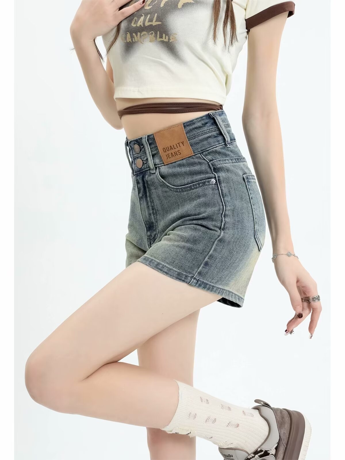 ChicShe Amerikaanse Retro Distressed High-Waisted Jeans voor Dames Zomermeisjes Chic Slim Fit Hotpants Ins Trendy Shorts_voghion.com