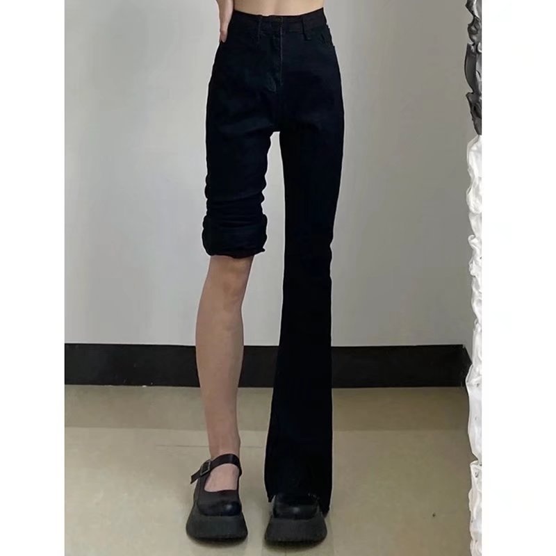 ChicShe Jeans For Women 2023 New Spring And Autumn High Waist Slim Fit Petite Black Bootcut Flared Pants_voghion.com