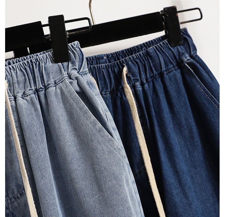 ChicShe ChicShe Plus Elastic Waist Jeans Women, Large Size Mid-Waist Slimming Thin Straight Pants, Loose Fit Versatile Wide-Leg Pants_voghion.com