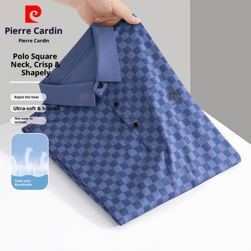 Polo sans coutures pour homme, style été, col rabattu, carreaux, tendance mode business casual, manches courtes_voghion.com