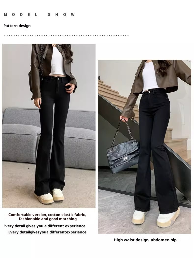 ChicShe Flared Zwarte Jeans Voor Vrouwen 2024 Lente Zomer Nieuwe Hoge Taille Slanke Rechte Losse Gedrapeerde Bell Bottom Broek Trendy_voghion.com