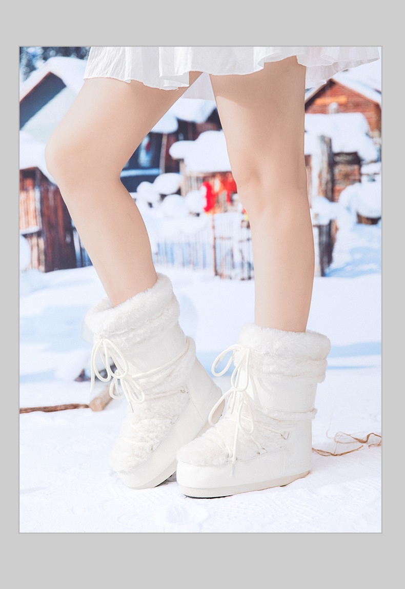 Zees Space 2025 Winter Ski Parent-Child Internet Celebrity Same Style Mid-Calf Thickened Plush Northeast Snow Country Moon_voghion.com