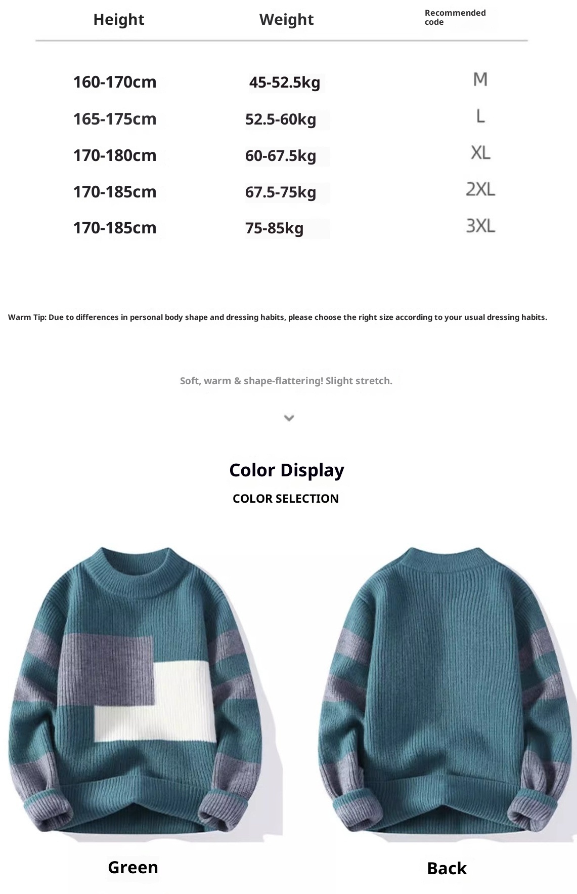 boy Boy Boy Boy Color Block Knitted Crew Neck Cashmere Warm Men's Top Casual Fashion Loose Inner Layer Base Sweater Jacket_voghion.com