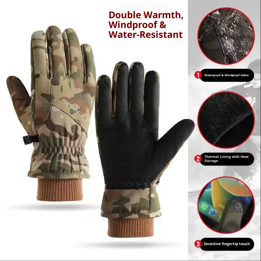 Guanti da sci invernali per bambini, foderati in pile, spessi, caldi, per bici elettrica, antiscivolo, impermeabili, touchscreen, stile coppia_voghion.com