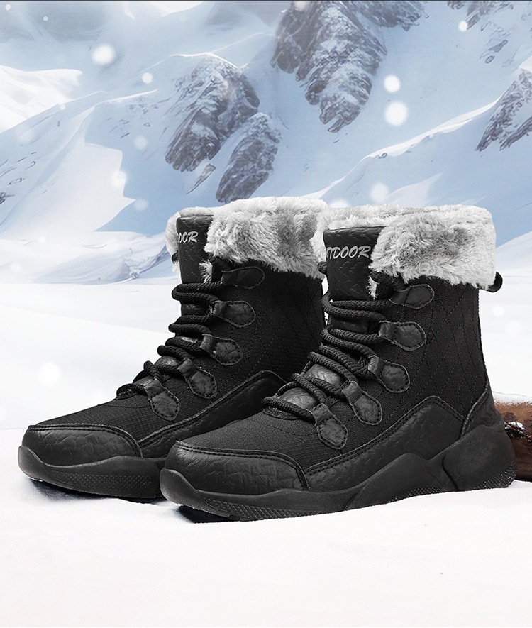 Zees Northeast Winter Outdoor Snow Boots Women, Fleece-Lined, Thickened, Warm Cotton Shoes, Waterproof, Anti-Slip, Suitable_voghion.com