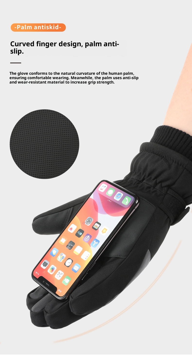 Guanti da sci caldi per uomo e donna, stile identico per coppie, resistenti all'acqua, foderati in pile, spessi, touchscreen_voghion.com