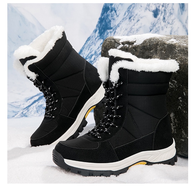 Zees Zees Women's Snow Winter Fleece Lined Thickened New Style Northeast Cotton Shoes Waterproof Non-Slip Outdoor Skiing Mid-Calf_voghion.com