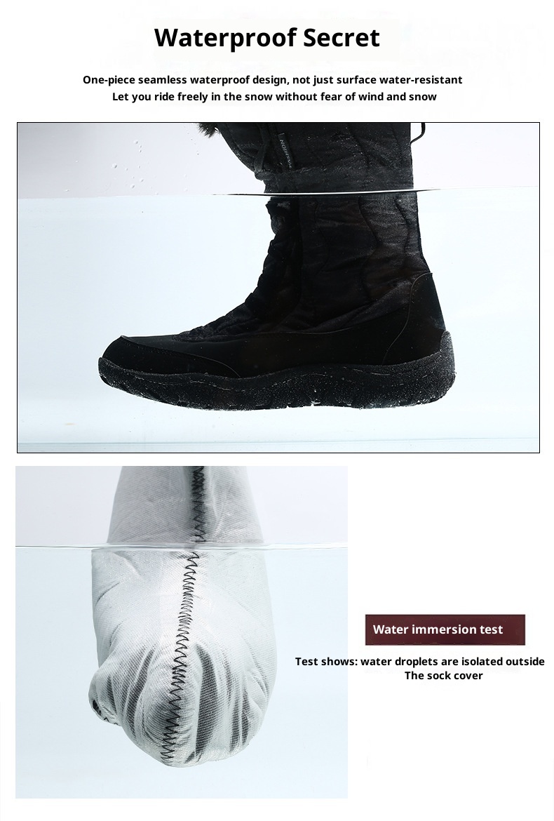 Botas antiderrapantes Zees Cross-Border para mulheres, ideais para esqui em regiões com neve no nordeste dos EUA. Forradas com lã, grossas e quentes._voghion.com