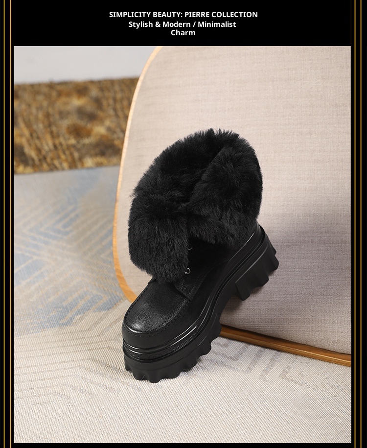 Botas de neve Zees de cano curto com cadarço, solado grosso e aumento de altura de 10 cm, para mulheres, ideais para esqui de inverno ao ar livre, em algodão quente._voghion.com