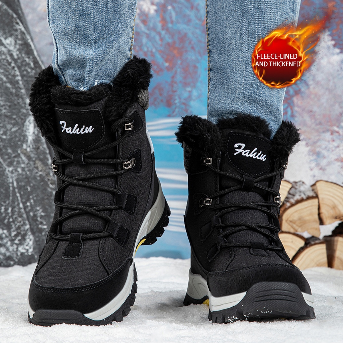 Zees Harbin Northeast Outdoor Boots With Fleece, Waterproof Cold-Proof Snow Shoes Skiing At -40 Degrees, Travel Gear For Men_voghion.com