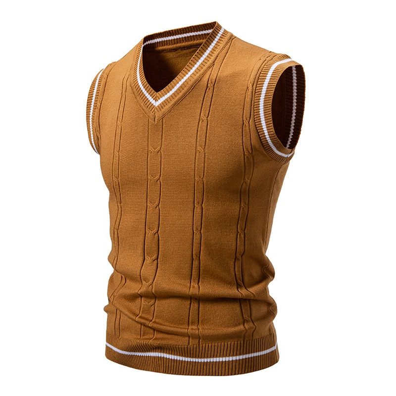 boy Boy Boy Boy Men's Knitted Vest V-Neck Sleeveless Sweater Spring Autumn New Fashion Casual Base Layer_voghion.com