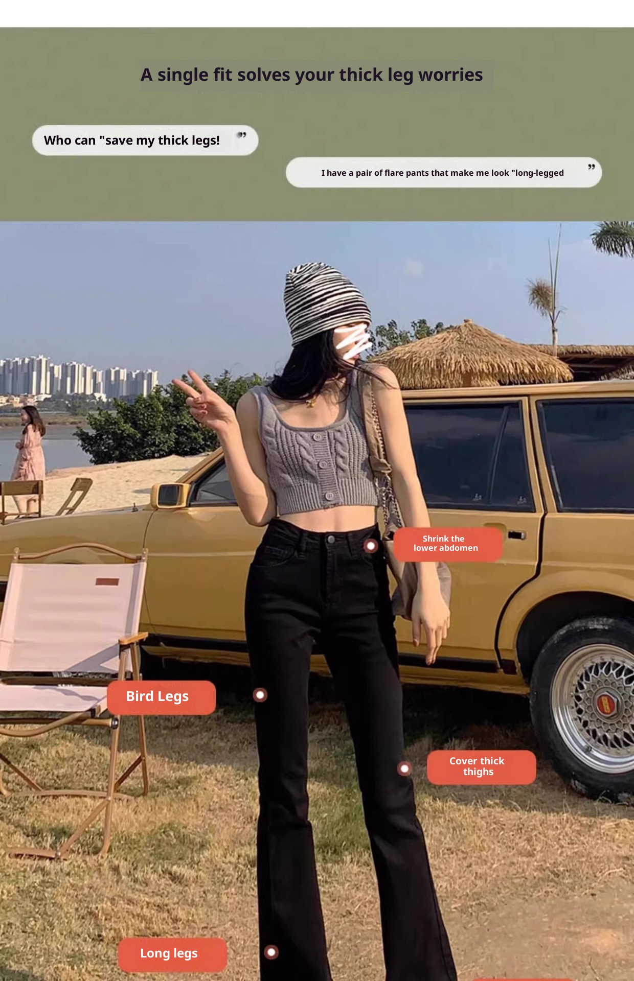 ChicShe Black High-Waisted Slimming Flared Jeans For Women, Spring And Autumn 2024 New Stretch Petite Cropped Bootcut Pants_voghion.com