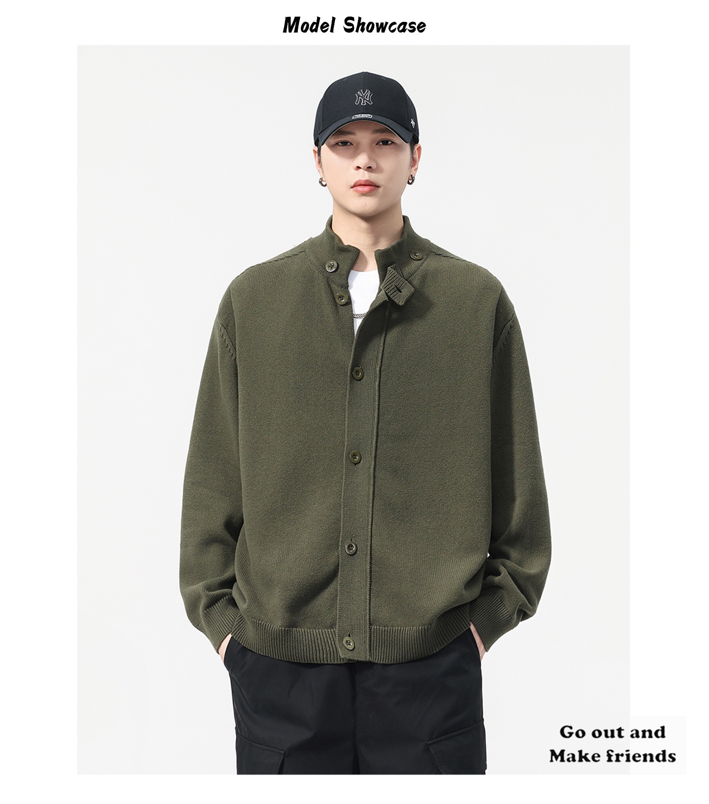 boy Boy Boy Boy 2025 Autumn Winter New Japanese Style Solid Color Stand Collar Cardigan Sweater Jacket Men Loose Casual Top_voghion.com