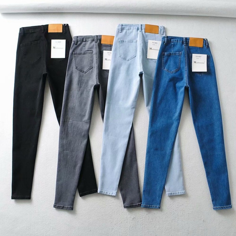 ChicShe Europese en Amerikaanse stijl elastische slanke hoge taille afslankende denim dames, herfstbroek met billifting, gewassen potlood_voghion.com