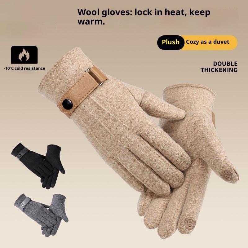 boy Boy 2025 New Men's Winter Wool Warm Full Finger Fashion Outdoor Touchscreen Fleece Cycling Gloves_voghion.com