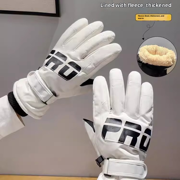 Guanti da sci invernali per bambini, foderati in pile, spessi, caldi, per bici elettrica, antiscivolo, impermeabili, touchscreen, stile coppia_voghion.com