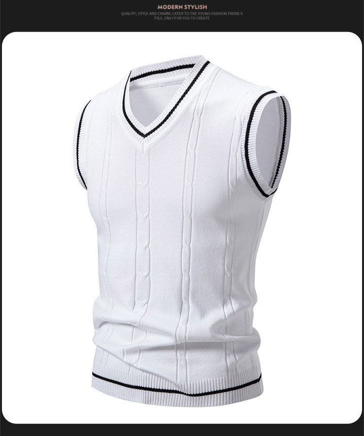 boy Boy Boy Boy Men's Knitted Vest V-Neck Sleeveless Sweater Spring Autumn New Fashion Casual Base Layer_voghion.com