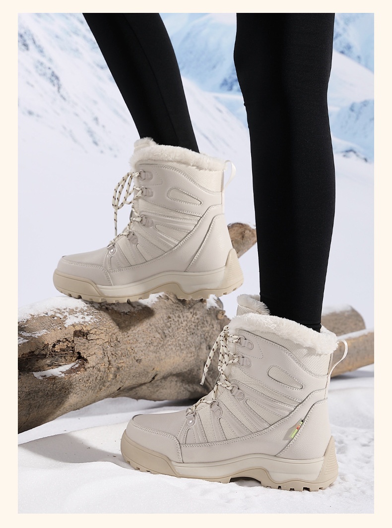 Zees Dames Outdoor Wandelschoenen Sneeuwschoenen Waterdicht Antislip Winter Fleece Gevoerd Verdikt Skischoenen Hoog Top Northeast Katoenen Schoenen_voghion.com