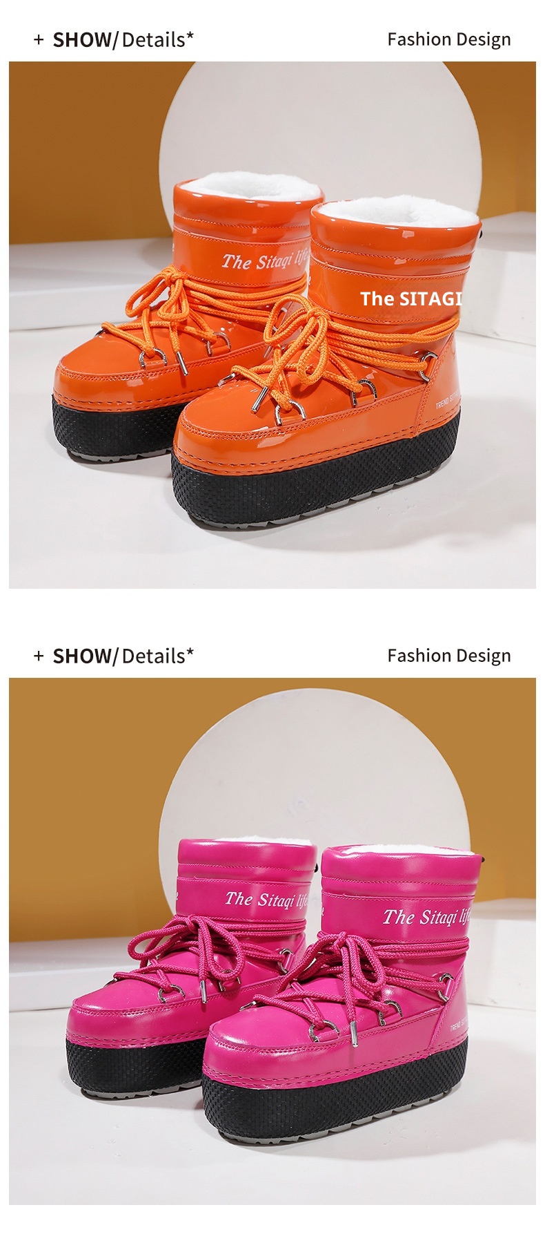 Zees Distribution Winter Parent-Child Style Sand Tea Color Ski Cross-Border Hot Sale Warm Non-Slip Thickened Mid-Calf Snow_voghion.com