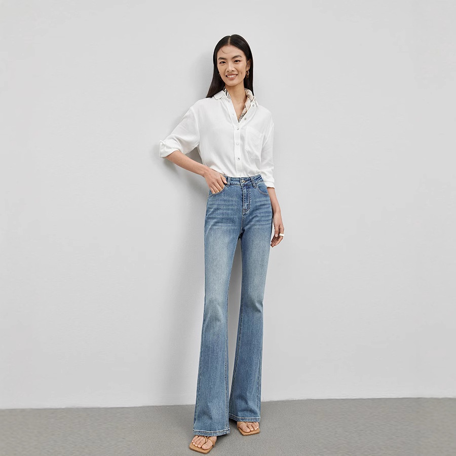 ChicShe Damesjeans Herfst High-End Hoogwaardig Ontwerp Hoge Taille Slim Fit Comfortabele Eenvoudige Uitlopende Broek_voghion.com