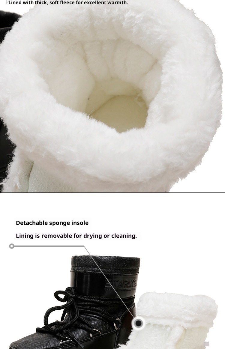 Zees Cross-Border Same Style Children's Parent-Child Snow Bright Color Ski Thick-Soled Women's Moon Thickened Waterproof_voghion.com