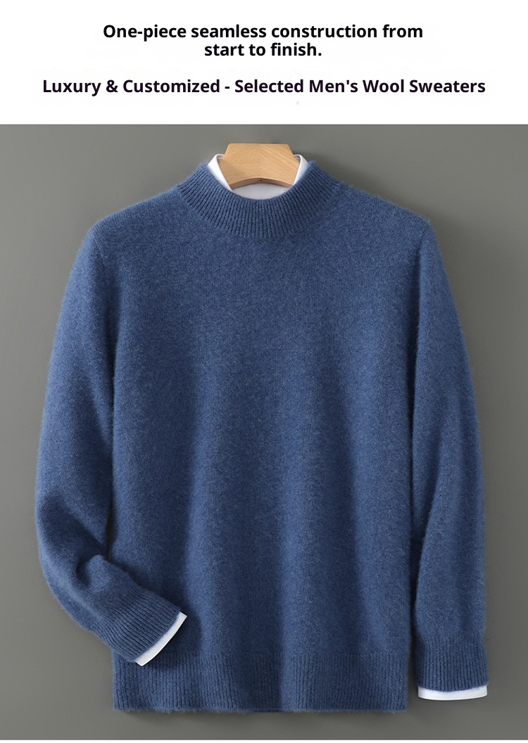 boy Boy Boy Boy 100% Pure Wool Sweater For Men, Half Turtleneck, Thickened Business Cashmere Sweater, Loose Knitted Base Shirt_voghion.com